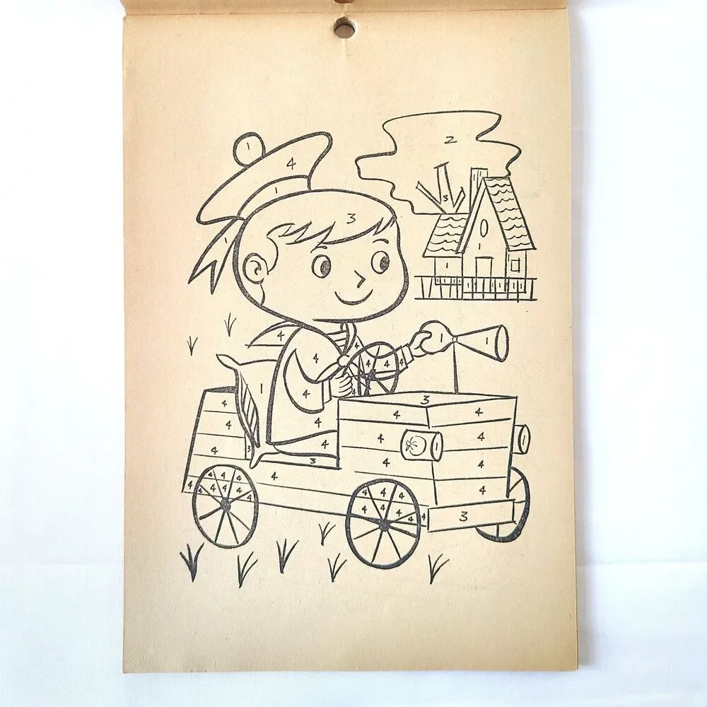 Vintage 1960s Childrens Color By The Numbers Coloring Activity Book Lowe Retro